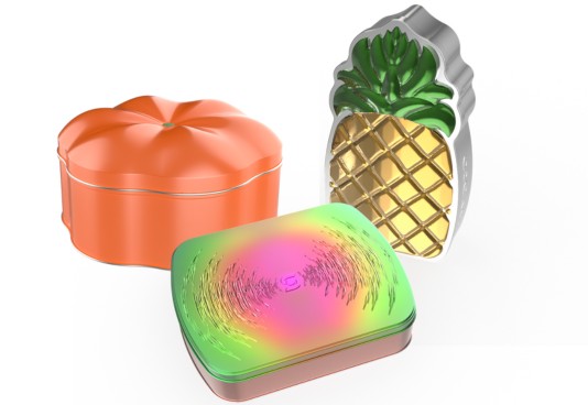Playtime metal packaging sample with 3D effect and tactile finish